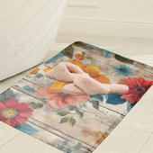 Kleurrijke rustieke bloemen badmat