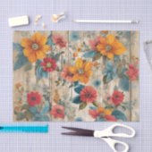 Kleurrijke rustieke bloemen decoupage tissuepapier (Craft)