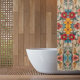 Kleurrijke rustieke bloemen douchegordijn