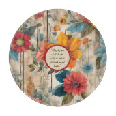 Kleurrijke rustieke bloemen rond  snijplank (Voorkant)