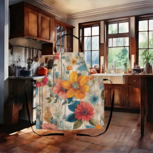 Kleurrijke rustieke bloemen schort