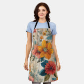 Kleurrijke rustieke bloemen schort (Gedragen)