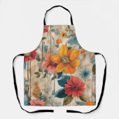 Kleurrijke rustieke bloemen schort (Voorkant)