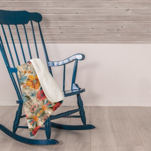 Kleurrijke rustieke bloemen Sherpa deken