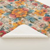 Kleurrijke rustieke bloemen Sherpa deken (3/4)