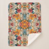 Kleurrijke rustieke bloemen Sherpa deken (Voorkant)
