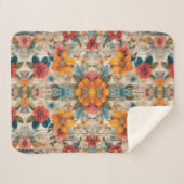 Kleurrijke rustieke bloemen Sherpa deken (Voorkant (horizontaal))