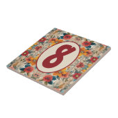 Kleurrijke rustieke bloemen  tegeltje (Zijkant)