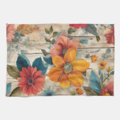 Kleurrijke rustieke bloemen theedoek (Horizontaal)