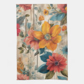Kleurrijke rustieke bloemen theedoek (Verticaal)