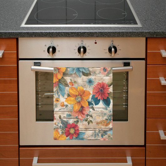 Kleurrijke rustieke bloemen theedoek