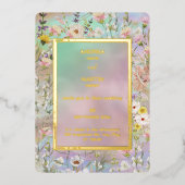 Kleurrijke rustieke Boho Wildflower bruiloft Folie Uitnodiging (Voorkant)