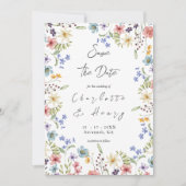 Kleurrijke rustieke botanische wilde bloemen Moder Save The Date (Voorkant)