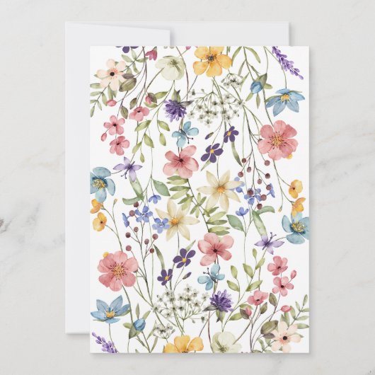 Kleurrijke rustieke botanische wilde bloemen Moder Save The Date (Achterkant)