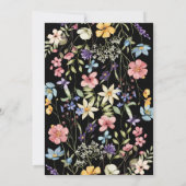 Kleurrijke rustieke botanische wilde bloemen zwart save the date (Achterkant)