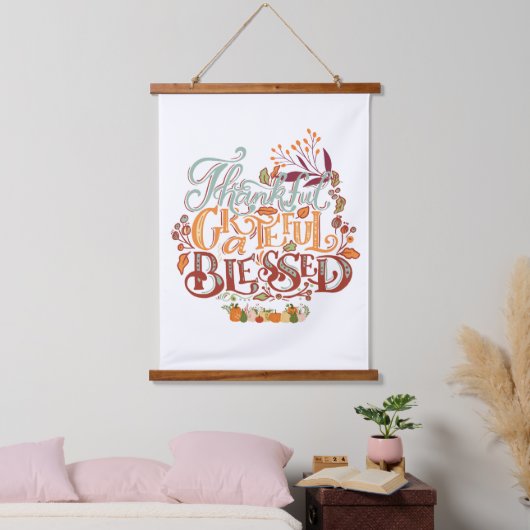 Kleurrijke rustieke dankbaar gezegend hangend wandkleed (Slaapkamer)