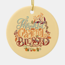 Kleurrijke rustieke dankbaar gezegend keramisch ornament