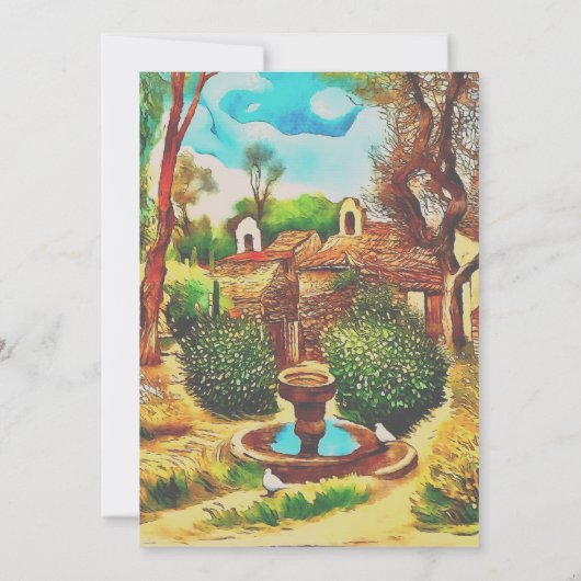 Kleurrijke Rustieke Dorpsfontein Mexicaanse bruilo Kaart (Achterkant)