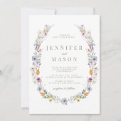 Kleurrijke rustieke kleine wilde bloem bruiloft ui kaart (Voorkant)