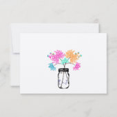 Kleurrijke rustieke Mason Jar Wildflower bruiloft RSVP Kaartje (Achterkant)