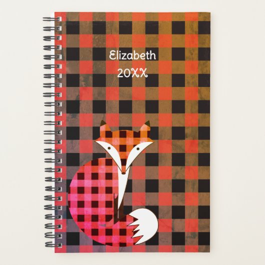 Kleurrijke Rustieke Plaid Naam Jaar Planner (Voorkant)