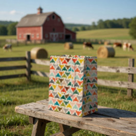 Kleurrijke Rustieke Stier Kop Silhouet  Medium Cadeauzakje