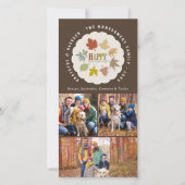 Kleurrijke Rustieke Thanksgiving Bladeren Krans 3  Feestdagenkaart (Voorkant)