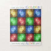 Kleurrijke rustieke Valentijnsdag harten Legpuzzel (Verticaal)