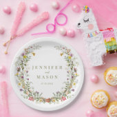 Kleurrijke rustieke wilde bloem bruiloft papier bo papieren bordje (Feest)