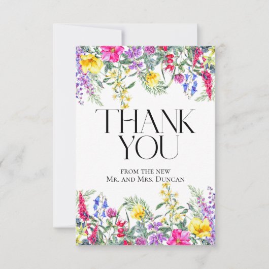 Kleurrijke rustieke wilde bloemen foto Dank u kaar Kaart (Voorkant)