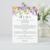 Kleurrijke rustieke wilde bloemen kruiden bruiloft informatiekaartje (Staand voorkant)