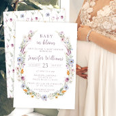 Kleurrijke rustieke wildflower baby shower Invitat Kaart