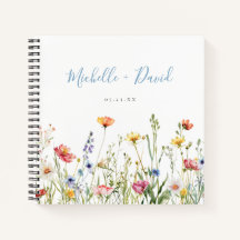 Kleurrijke rustieke Wildflower bruiloft gastenboek
