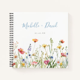 Kleurrijke rustieke Wildflower bruiloft gastenboek Notitieboek
