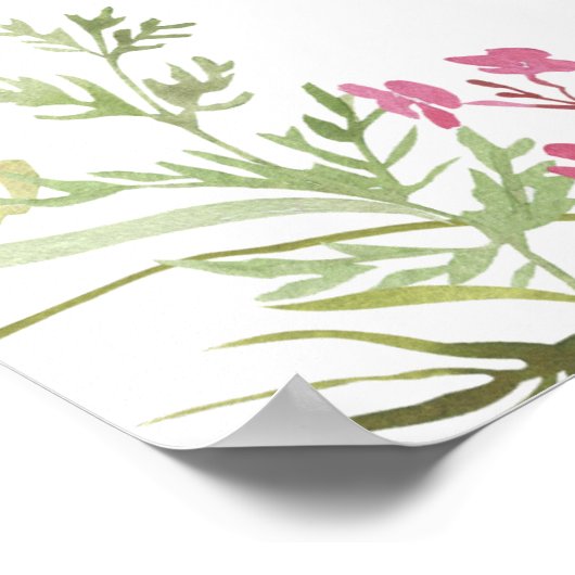 Kleurrijke Rustieke Wildflower Wedding Zitting Gra Poster (Hoek)