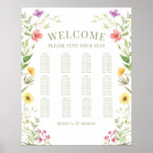 Kleurrijke Rustieke Wildflower Wedding Zitting Gra Poster (Voorkant)
