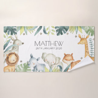 Kleurrijke safari dieren aangepaste handdoek voor 