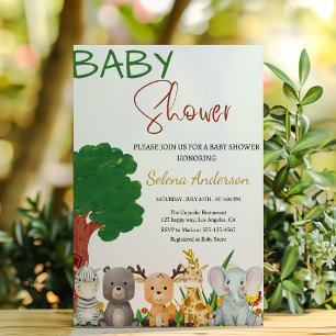 Kleurrijke Safari Dieren Baby Shower Kaart