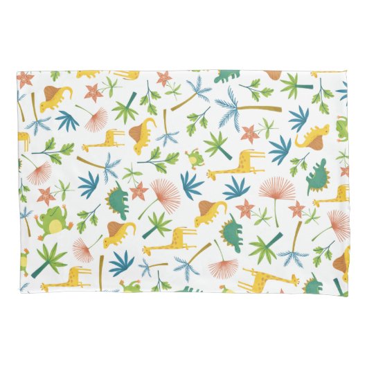 Kleurrijke safari schattige oerwouden dierentuin b kussensloop (Voorkant-Links)