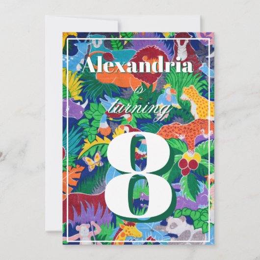 Kleurrijke Safari Thema Verjaardag druk Kaart (Voorkant)