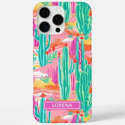 Kleurrijke Saguaro Cacti Gepersonaliseerd Case-Mate iPhone Case (Achterkant)