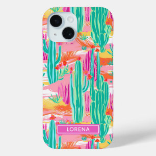Kleurrijke Saguaro Cacti Persoonlijk iPhone 15 Case