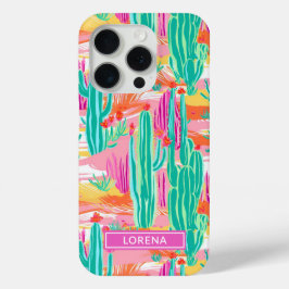 Kleurrijke Saguaro Cacti Persoonlijk iPhone 15 Pro Case