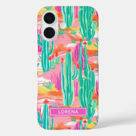 Kleurrijke Saguaro Cacti Persoonlijk iPhone 16 Hoesje
