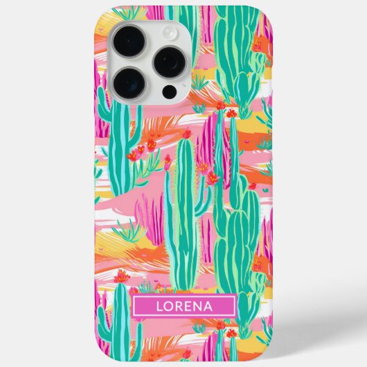 Kleurrijke Saguaro Cacti Persoonlijk Case-Mate iPhone Case (Achterkant)