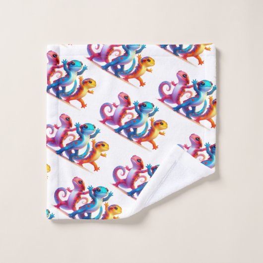 Kleurrijke Salamanders doen de Salamander Slide Bad Handdoek (Wasdoekje)