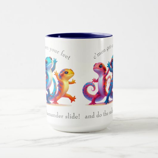 Kleurrijke Salamanders doen de Salamander Slide Mok (Midden)