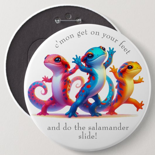 Kleurrijke Salamanders doen de Salamander Slide Ronde Button 6,0 Cm (Voorkant /achterkant)