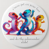 Kleurrijke Salamanders doen de Salamander Slide Ronde Button 6,0 Cm (Voorkant)