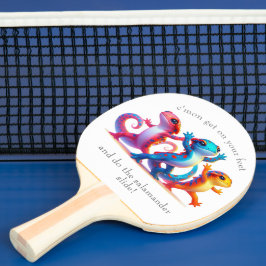 Kleurrijke Salamanders doen de Salamander Slide Tafeltennisbatje